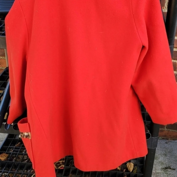 Vintage Red Wool& Leopard Coat L..XL - Picture 2 of 14